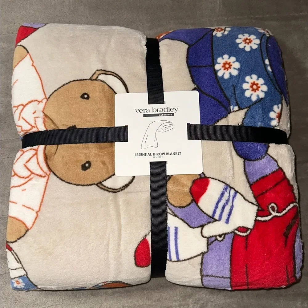 VERA BRADLEY Toasty Teddies Pumice Stone Multi Essential Throw Blanket in Fleece